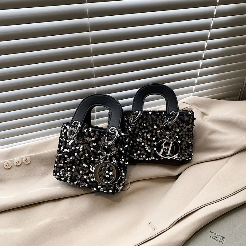 Sparkly Glitter Mini Evening Bag for Women, Designer Crossbody Shoulder Purse, Luxury Party Wedding Clutch, Unique Boutique Gift
