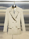 VGH Minimalist Patchwork Drawstring Solid Blazers For Women Notched Collar Long Sleeve Backless Hollow Out Blazer Female Style