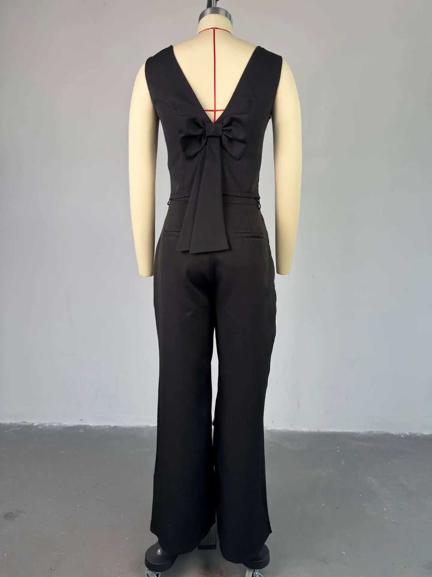 Two Piece Sets Women Pant Set Sleeveless V Neck Casual Pants Y2k Tops Wide Leg Long Pants High Waist Elegant Party Streetwear