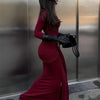 Tossy Female Pleated Sexy Maxi Dress Patchwork Twist Slim Long Sleeve Solid Y2k Autumn Streetwear Dress Women's Bodycon Dress