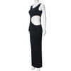 Joskaa Elegant Rhinestone Hollow Maxi Birthday Dress Woman Sexy O-Neck Single Sleeve Skinny Vestidos 2025 Evening Party Clubwear