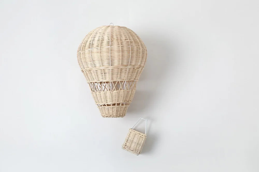 Rattan Hot Air Balloon Decor Hand-woven Wall Hanging Decor Handmade Nordic Photograph Prop for Kids Room Kindergarten Nursery