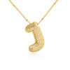 SUNSLL Cubic Zircon A-Z 26 Bubble Letter Necklace 2 Sizes Gold Plated M Chunky Balloon Initials Pendant Women Chain Jewelry 2024