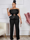 Full Length for Women Elegant Summer Long Jumpsuits Evenings Party Sexy Tube Jumpsuit Ladies High Waist Strapless Jumpsuit