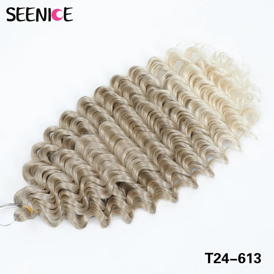 Deep Wavy Twist Synthetic Crochet Hair Afro Curly Hair African Crochet Braids Ombre Blonde Braiding Hair Extensions For Women
