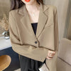Cropped Blazers for Women 2024 New Korean Fashion Long Sleeve Button Up Suit Jacket Woman Elegant All Match Office Blazer Female