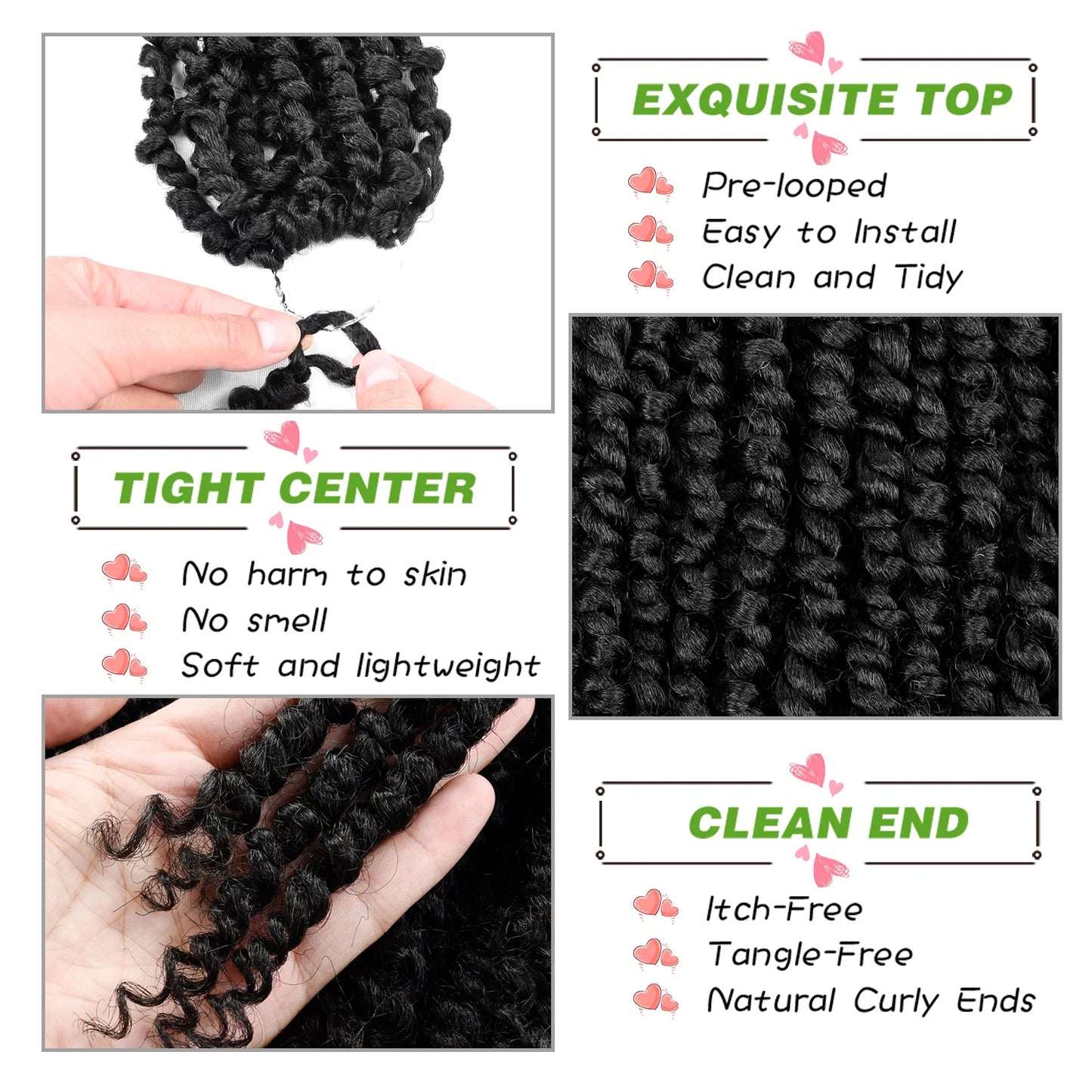 Pre-twisted Passion Twist Crochet Hair for Black Women Crochet Braids Pre-looped Synthetic Braiding Hair Extensions