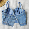 Irene Tinnie Sexy Cute Hole Cartoon Decoration Push Up Bustier Women's Denim Bralette Cropped Top Vest Plus Size