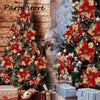 Silver Glitter Christmas Flowers Silver Xmas Tree Artifical Flower Ornaments Merry Christmas Decoration For Home Party New Year