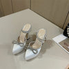 Hlieny 2025 Spring Autumn Women Pumps Fashion Platform Pointed Toe Butterfly-Knot Crystal Party Shoes Ankle Buckle Strap Sandals