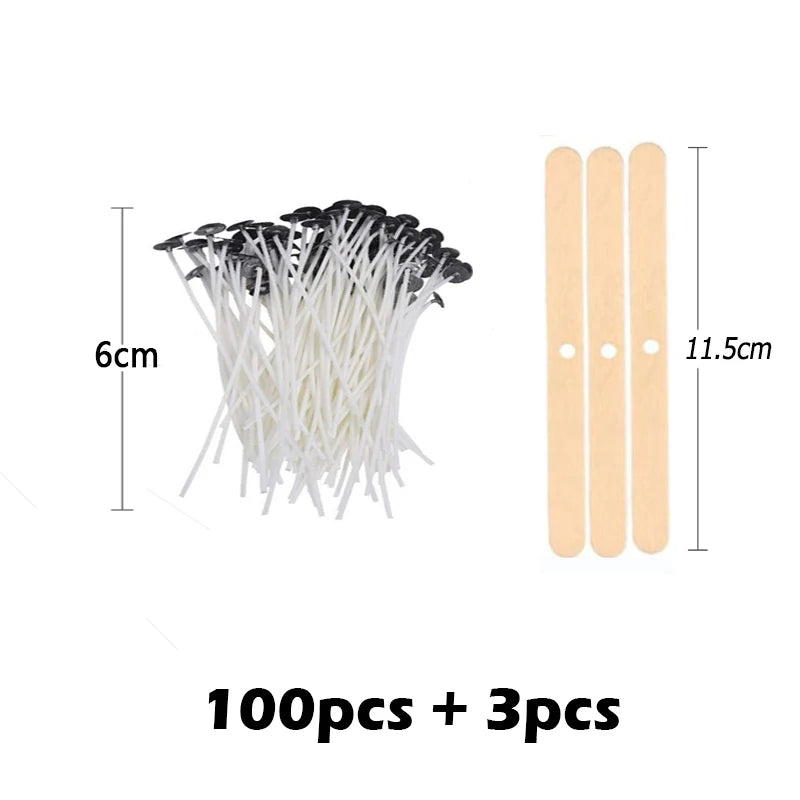 103pcs Waxed Cotton Candle Wicks Set with Stand Original Smokeless Candle Wicks Soy Oil Wax Core Woven Making Candles Supplies
