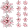 5pcs 14.5cm Glitter Artifical Christmas Flowers Mreey Christmas Tree Decoration Happy New Year Ornaments Xmas Fake Flowers natal