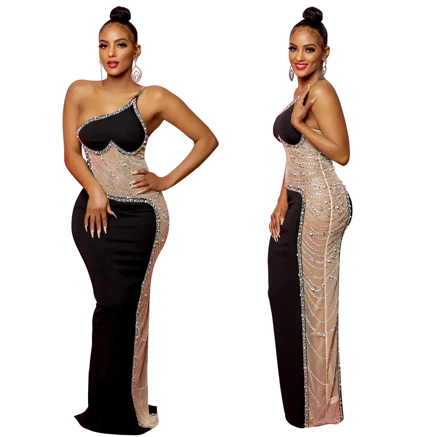 Sexy Summer Women Clothing Mesh Transparent Strap Long Dress One-piece Chic Style Mid-waist Length
