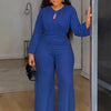Znaiml Women O Neck Long Sleeve Straight Wide Leg Pants Rompers Office Lady Jumpsuits Pink Loose One Piece Overalls Streetwear