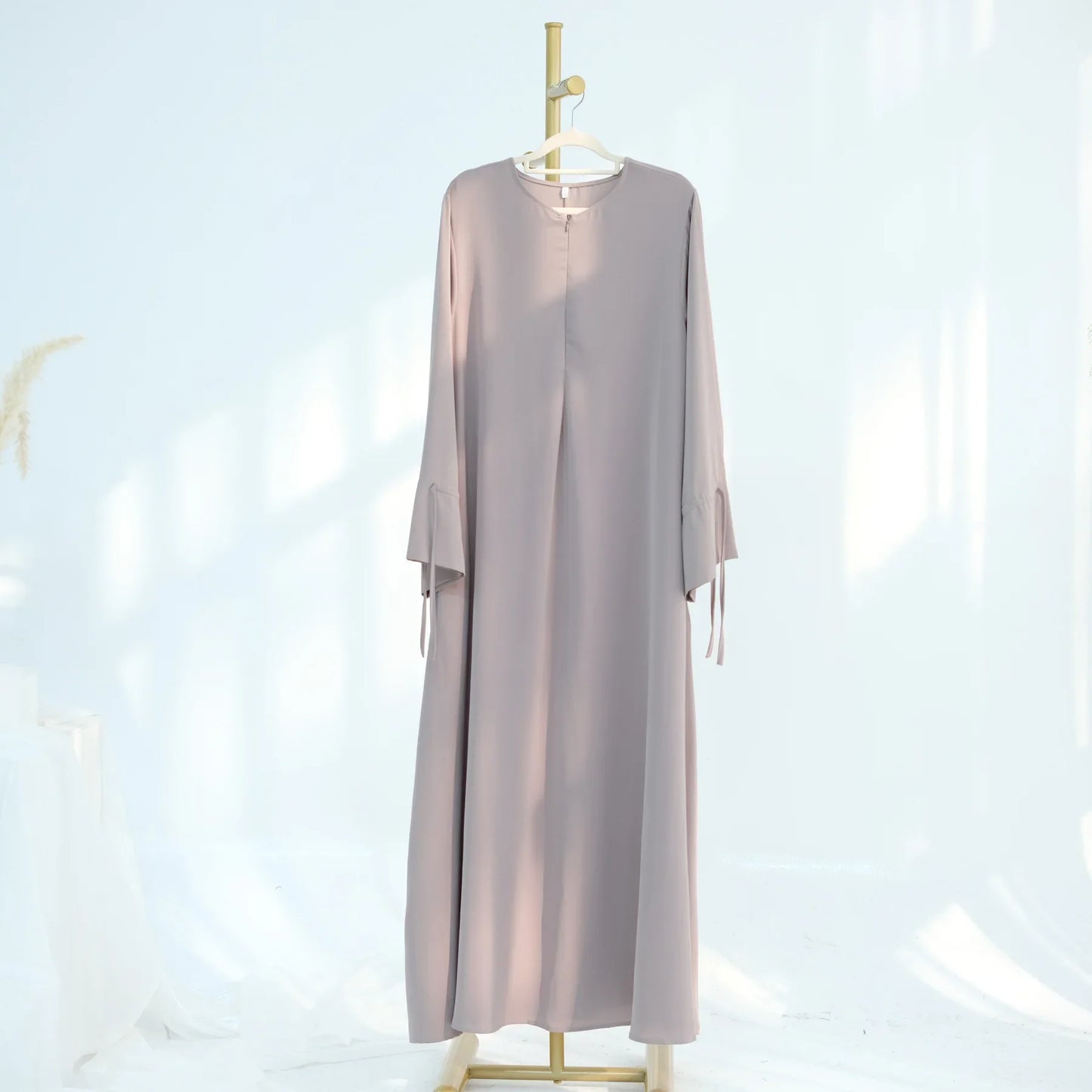 2025 Premium Nida Ruffle Sleeves Women Muslim Dress with Front Zipper Ramadan Abaya Islam Clothing Maxi Dress Female Modest Robe