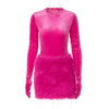 Fur Velvet Street Party Dress Women Fashion Sexy Club Outfit 2023 Autumn Female Luxury Clothing Winter Elegant Evening Dress