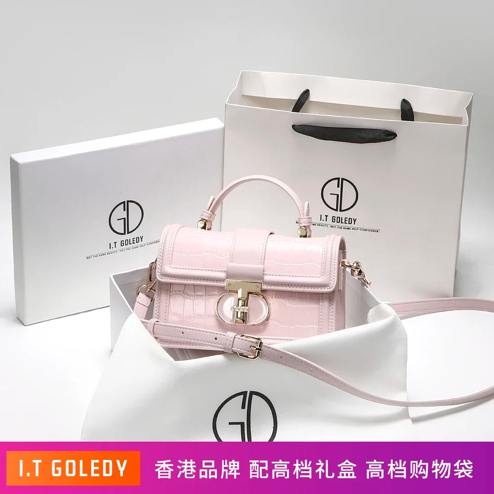Luxury Designer Bags with High Quality Alligator Printing Leather and Delicate Metal Design Women's Portable Shoulder Bag