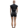 HLJ High Quality Women's Shorts Outfits Cotton Crop Jacket+Bodysuits 2 Piece Set Casual Vintage Two Piece Set Women's Spring New