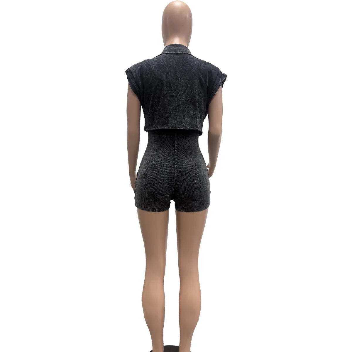 HLJ High Quality Women's Shorts Outfits Cotton Crop Jacket+Bodysuits 2 Piece Set Casual Vintage Two Piece Set Women's Spring New
