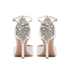 Baotou Hollow High Heel Women's Sandals Pointed Tip Thin Heel One-word Button Rhinestone Wedding Shoes Bridal Shoes