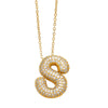 FLOLA Chunky Clear Crystal Initial Necklaces For Women Bubble Letter Necklace Custom Name Jewelry Birthday Gifts nkeb798