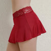 Summer women's short skirt mini sexy half skirt casual solid color lace patchwork ultra short skirt party lace skirt