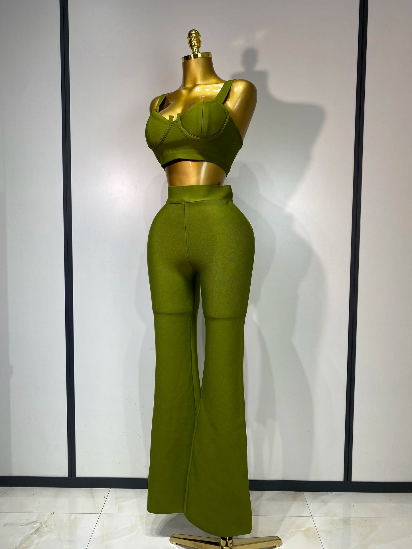 High Quality Elegant Bandage Top Pant Set Women Sexy Evening Party Nightclub Luxury Birthday High Street Fashion Two Piece Set