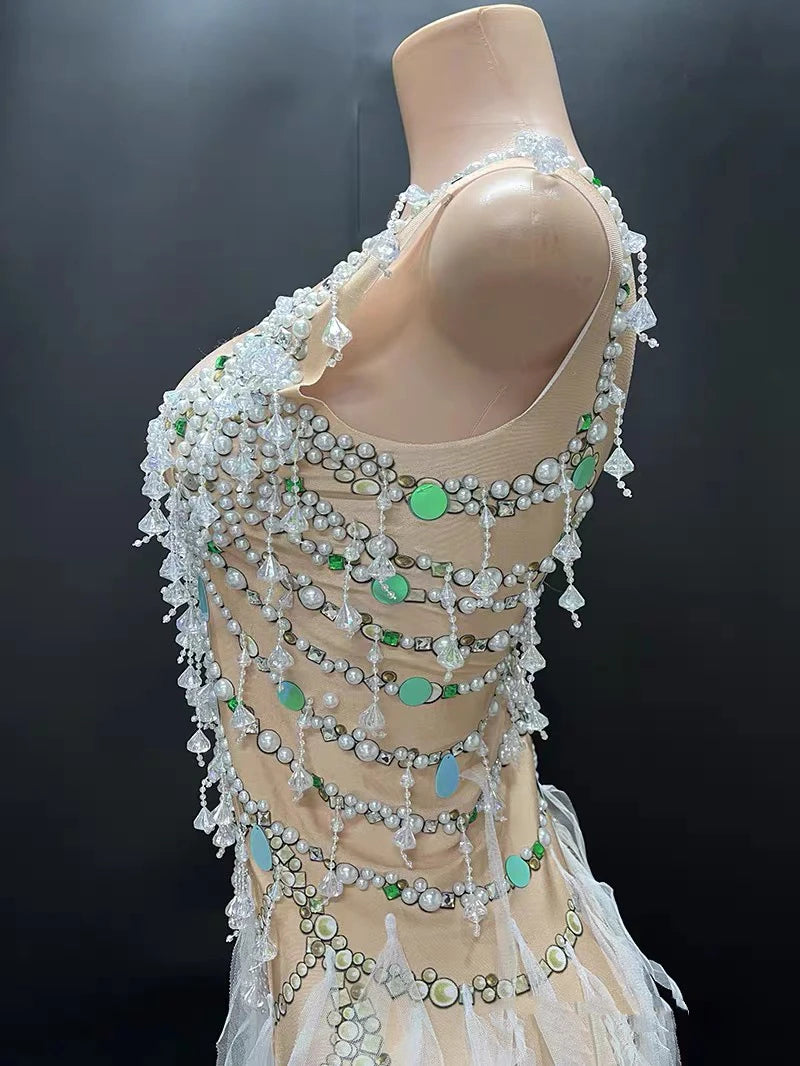 New sexy side slit dance performance costume, birthday party, socialite live house outfit