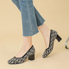 DIMANYU Women Dress Shoes Square Toe 2025 New Knitted High Heel Pumps Women's Fashion Shoes Large Size Women's Spring Shoes