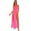 Top Fashion Transparent Sexy Split Long Sleeping Dress Super Elastic Multi-color Mesh Beach Skirt Women Nightgown Lingerie Dress