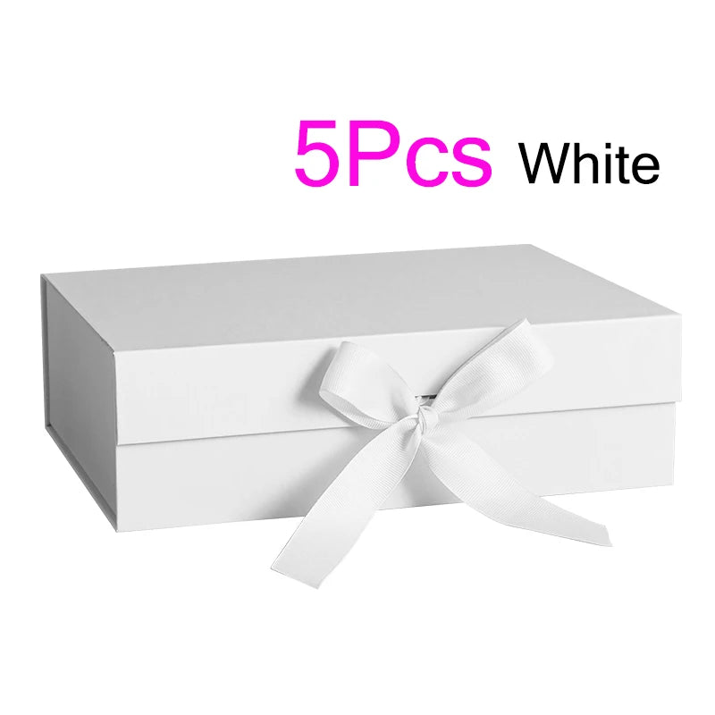 5Pcs Gift Box With Lid Personalized Bridesmaid Groomsmen Proposal Box With Ribbon Present Packaging Box Wedding Boxes