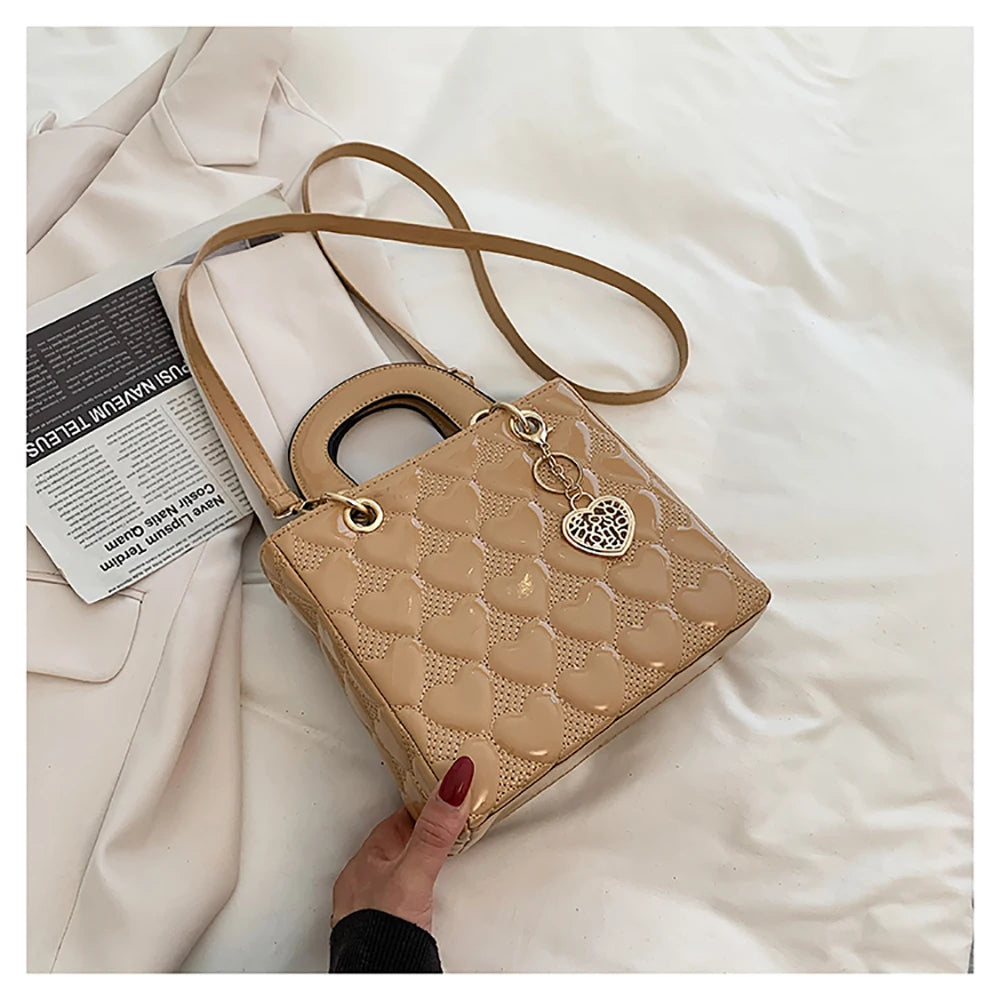 Red Love Patent Leather Bright Surface Handbag High-end Design Sense Wedding Bag Women's New Fashion All-matching Crossbody Bag