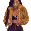 Fashion Faux Fur Open Stitch Lapel Crop Jackets Women Clothing Autumn Winter Solid Long Sleeve Warm Furry Fluffy Coat Outer Wear
