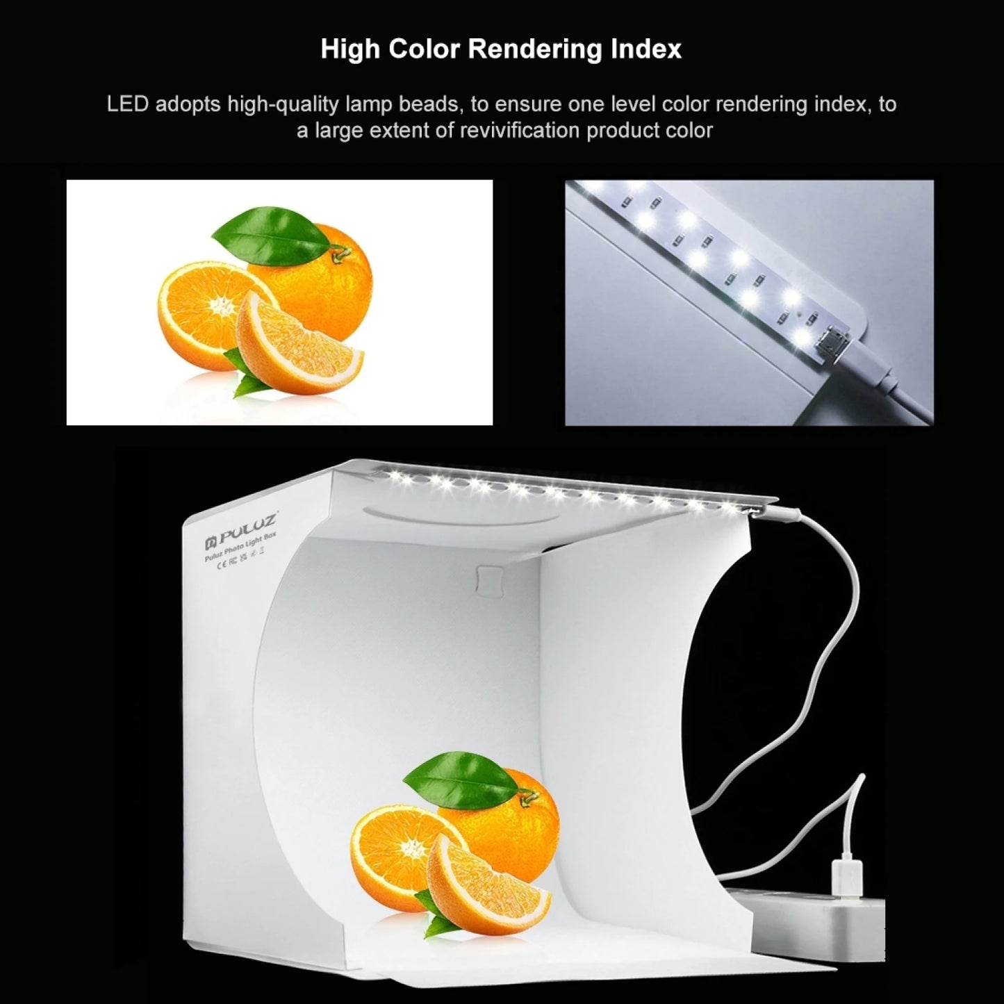 PULUZ 20cm Mini Folding Portable 550LM LED Light Photo Lighting Studio Shooting Tent Box Kit with 6 Colors Backdrops