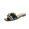 Plus size 35-44 leather slippers women's luxury party shoes square toe fishmouth shoes outdoor beach flip-flops in summer