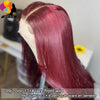 Burgundy Glueless Human Hair Wigs 13x4 Lace Front Wig Pre-Plucked Wear Go Straight Human Hair Lace Frontal Wigs for Black Women