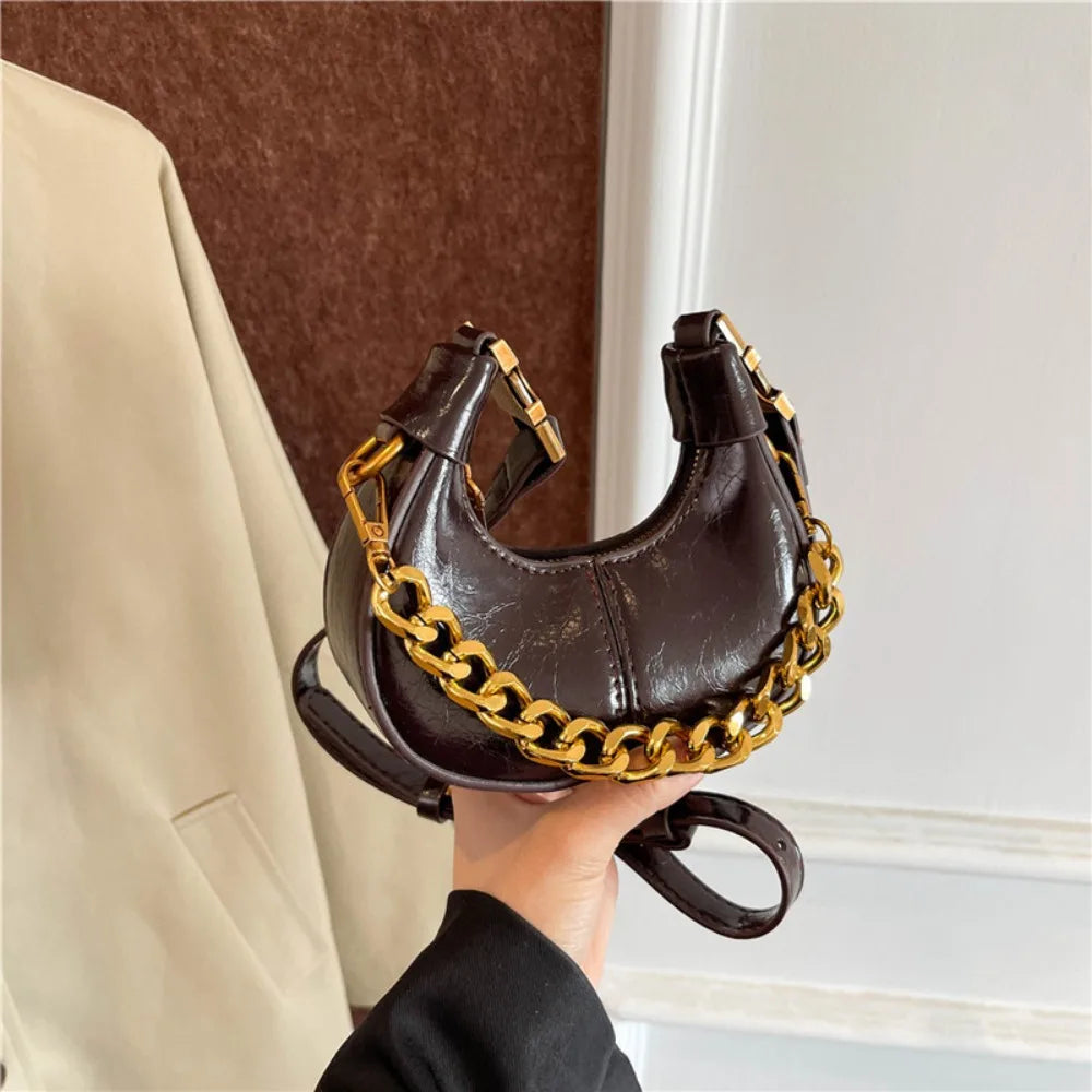 2024 Autumn Winter Mini Crossbody Bags For Women Luxury Half Moon Handbags For Ladies Purse Handle Bags Female Small Bag