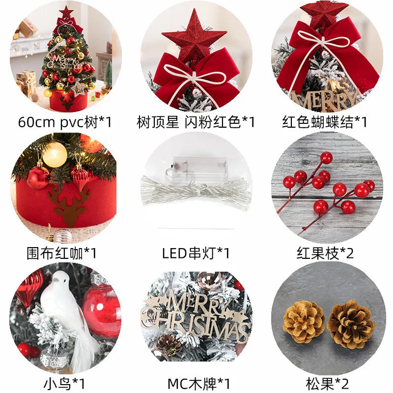 45/60cm DIY Christmas Tree With LED Light Mini Desktop Tree Christmas Decoration New Year Gift Home Christmas Ornaments