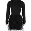Mini Dress for Women 2023 Fashion Layered Ruffles Mesh Long Sleeve Sexy Party Skinny Dress Elegant Casual Female's Skirt Winter
