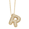 FLOLA Chunky Clear Crystal Initial Necklaces For Women Bubble Letter Necklace Custom Name Jewelry Birthday Gifts nkeb798