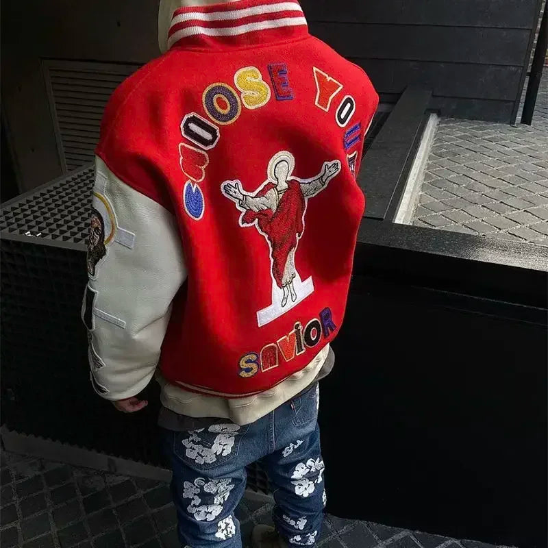 High-density letter embroidery bump-filled star cotton clothing winter trendy style for men and women couples outerwear