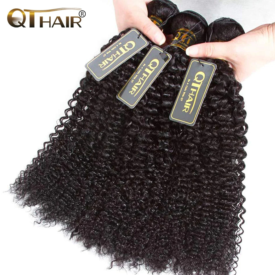 Mongolian Kinky Curly Human Hair Bundles 1/3/4 Pcs Remy Human Hair Weave Bundle Kinky Curly Bundles Natural Color Hair Extension