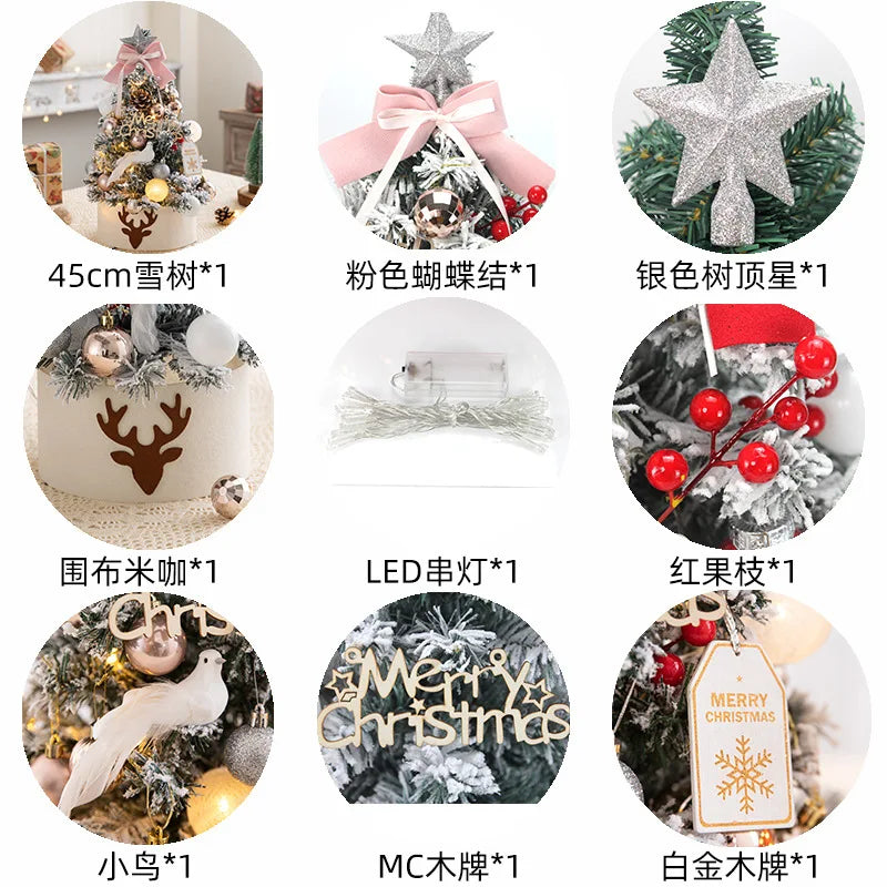 45/60cm DIY Christmas Tree With LED Light Mini Desktop Tree Christmas Decoration New Year Gift Home Christmas Ornaments