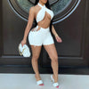 Two Piece Sets for Women Ruched Bandage Criss Cross Solid Women 2024 Spring Backless Club Crop Top and Shorts Matching Set