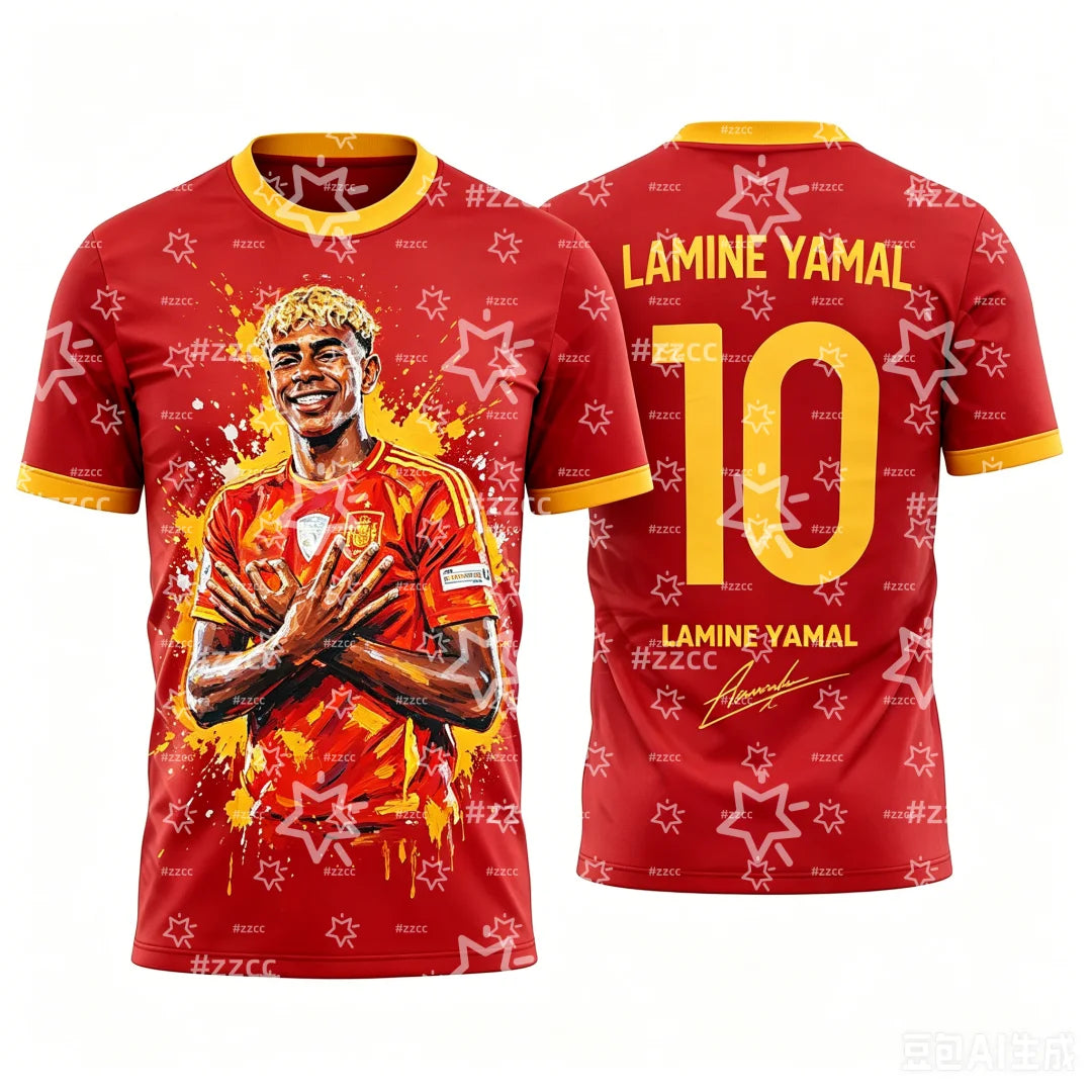 2026 Yamal Spain Team Football Jersey Match & Training Kit Summer Sports Men's T-Shirt Children's Clothing Tee Y2k Woman