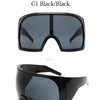 Oversized Punk One-piece Wrap Around Sunglasses Goggle Women Men Sun Glasses Female Surround 2000'S Shades Eyewear