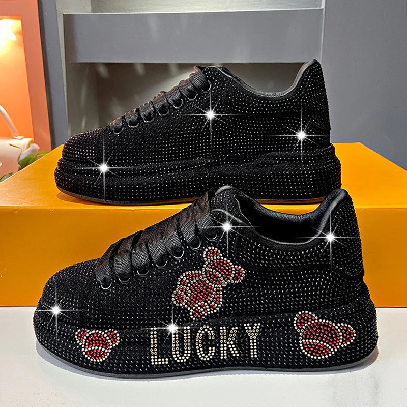 Luxury Women's Sneakers with Sparkles Shoes Woman Shoe Luxury Platform Woman-shoes Trainers Rhinestone Fashion Heels Casual Shoe