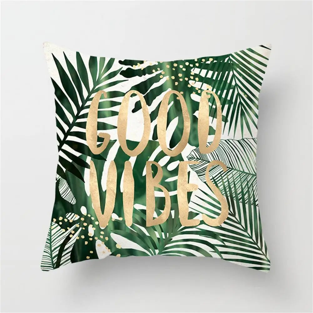 45cm Cushion Case Removable Polyester Green Plant Print Pillowcase Tropical Leaf Cactus Monstera Throw Cushion Cover Home Decor