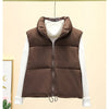 Winter Short Down Sleeveless Vest Women Warm Stand Collar Zipper Jacket Casual Fashion Quilted Cropped Coats Street Outerwears