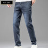 Summer Elastic Men's Jeans Fashion Gray Comfortable Business Straight Stretch Cotton Casual Denim Pants Brand Male Thin Trousers